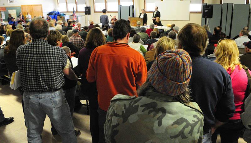 It was standing room only as over 200 people attended the Pittston town meeting on Saturday.