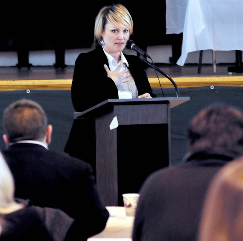 Former gambler Lesa Densmore was the keynote speaker during the Conference on Problem Gambling Awareness in Waterville on Thursday.