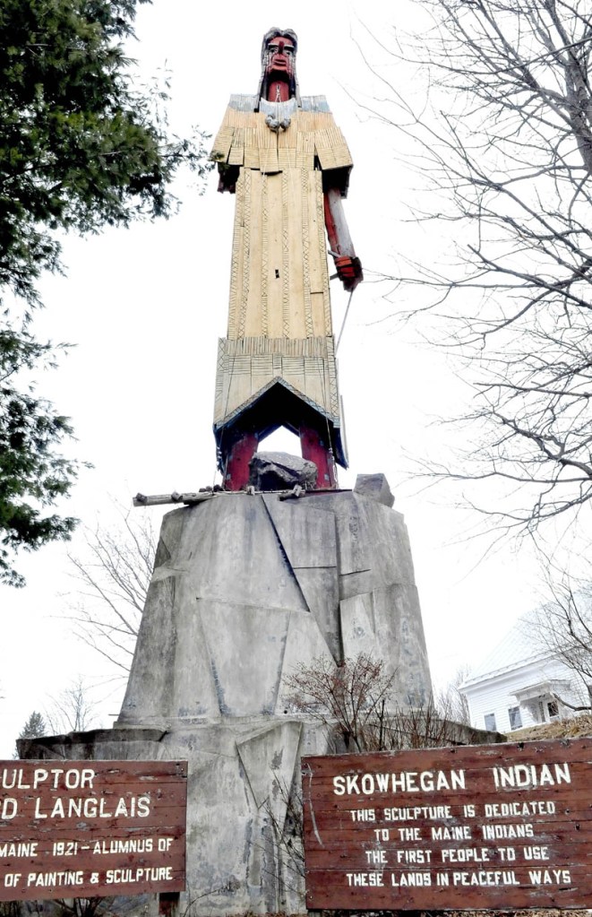 The Skowhegan Indian landmark sculpture in downtown is slated to be restored by Steve Dionne.