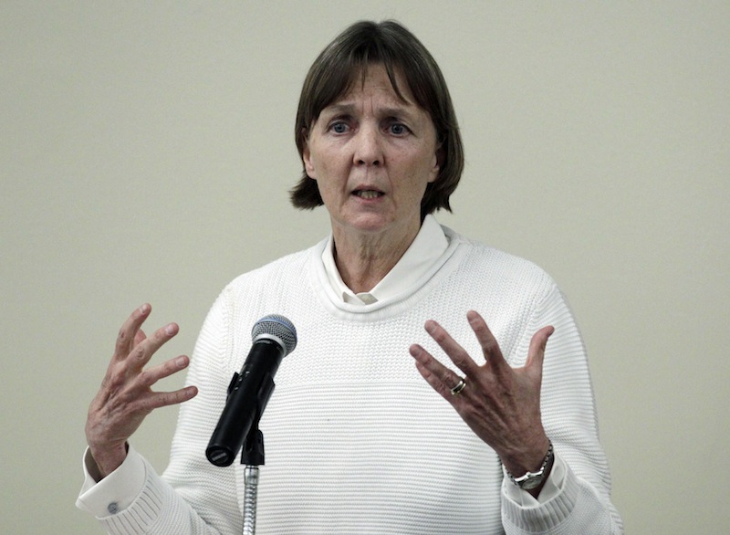 In this April 26, 2013 file photo, Judy Clarke, a defense lawyer whose high-profile clients include "Unabomber" Ted Kaczynski, Olympic bomber Eric Rudolph, and Tucson shooter Jared Lee Loughner, speaks at Loyola Law School in Los Angeles. Clarke was appointed Monday, April 29, 2013 to the team representing Dzhokhar Tsarnaev, the suspect in the Boston Marathon bombings. (AP Photo/Reed Saxon, File)