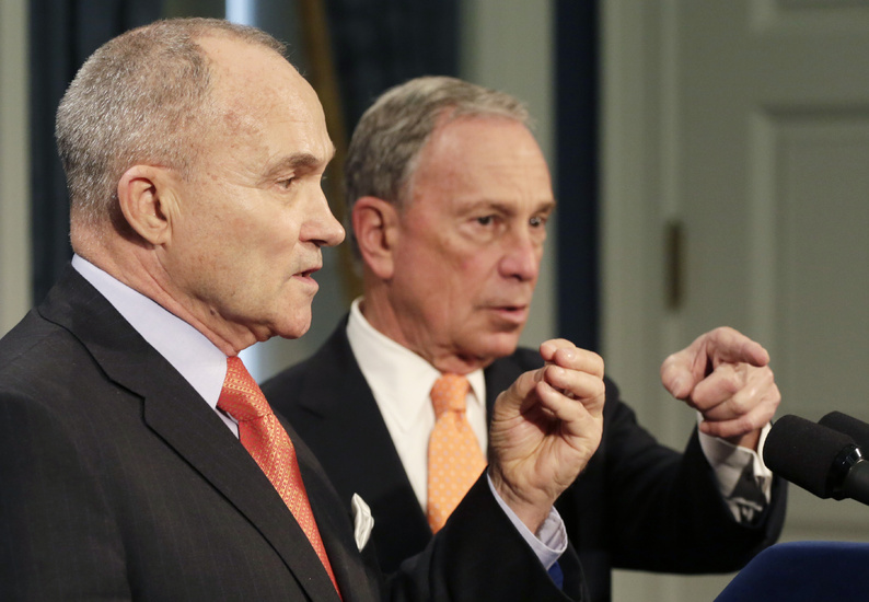 New York City Police Commissioner Raymond Kelly, left, and Mayor Michael Bloomberg hold a news conference about the Boston bombing suspects on Thursday in New York.
