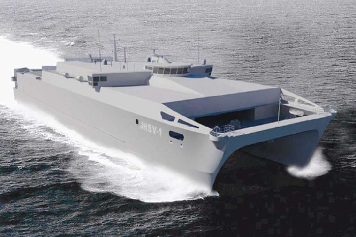 The USNS Millinocket is a Spearhead class Joint High Speed Vessel ideal for fast, transportation of troops, military vehicles, supplies and equipment. This is an artist's rendering.
