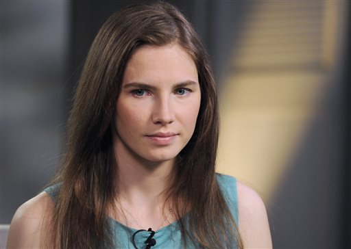 This April 9, 2013, photo released by ABC shows Amanda Knox during the taping of an interview with ABC News' Diane Sawyer in New York.