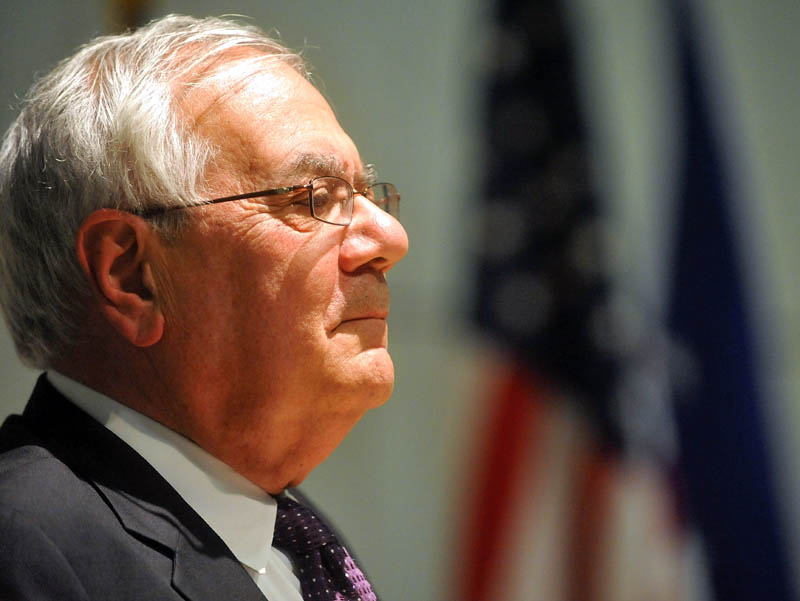 Former U.S. Rep. Barney Frank, D-Mass., speaks during the Colby College government department's spring lecture, at the Diamond building in Waterville on Sunday.