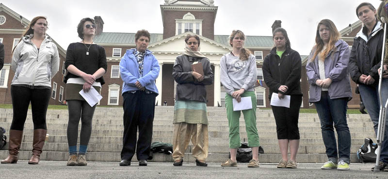 Students and faculty reflect on the attacks in Boston last week during an informal service organized by Kurt Nelson, dean of religious and spiritual life at Colby College Wednesday afternoon.