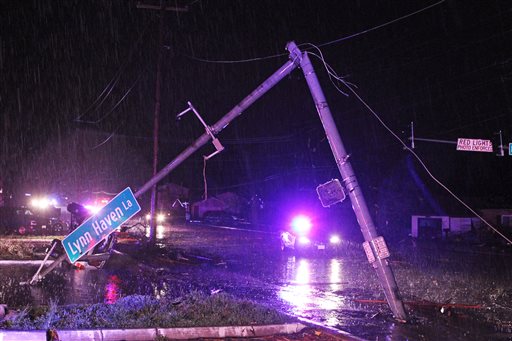 Damage caused by high winds in Hazelwood, Mo., late Wednesday evening.