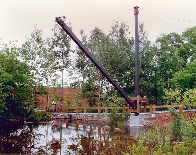 This undated photo shows a crane, that was used in a Hallowell granite quarry, when it was on display in Augusta. There are plans to install it at a waterfront park in Hallowell.