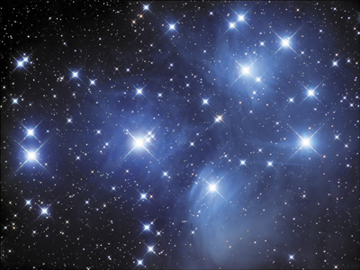 The Pleiades star cluster, also known as M45.