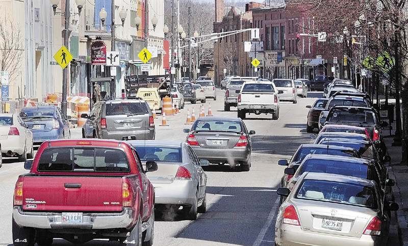 Water Street traffic is currently one way to the north, as this photo taken on Tuesday in downtown Augusta, shows.