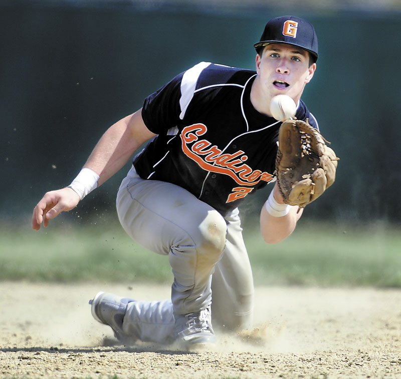 FOCUSED: Shortstop Dennis Meehan is a three-sport athlete at Gardiner Area High School. Meehan plays football, basketball and baseball and says it helps him do better in the classroom.