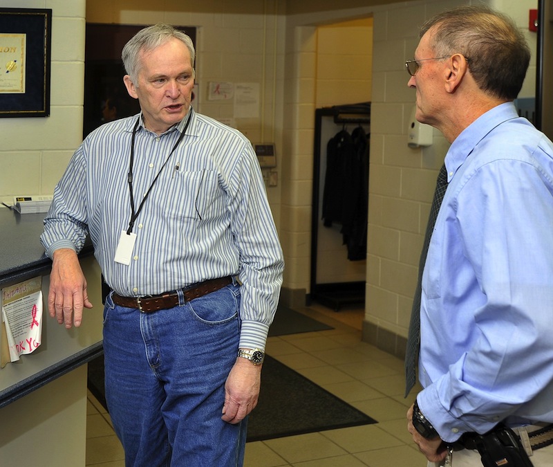 In this March 2011 file photo, Joseph Ponte speaks with Rodney Bouffard, then-Superintendent of the Long Creek Youth Development Center in South Portland at the facility. Ponte has named Bouffard warden of the Maine State Prison.