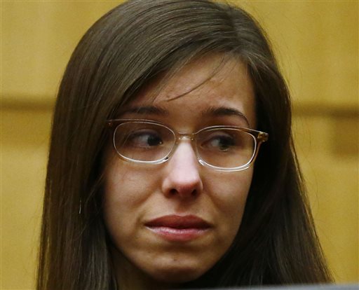 Jodi Arias looks at her family after being found of guilty of first-degree murder in the killing of her one-time boyfriend, Travis Alexander, in their suburban Phoenix home.