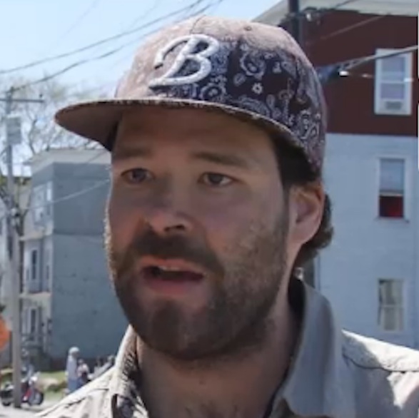 This photo is of Brian Morin, 29, one of the suspects in Monday's fire in downtown Lewiston. It is a still image taken from a WGME video interview on Monday, May 6, 2013, hours after the fire.