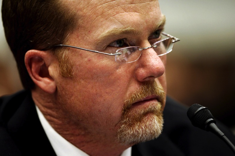 In this March 17, 2005 file photo, former Major League baseball player Mark McGwire testifies on Capitol Hill in Washington during a hearing on the use of steroids in professional baseball. Lois Lerner of the IRS joins a diverse roll call of people who have invoked their Fifth Amendment right not to answer lawmakers’ questions over the years. McGwire, sometimes choking back tears, wouldn’t say whether he had used steroids while hitting a then-record 70 home runs in the 1998 season. McGwire later admitted use of steroids and human growth hormone. (AP Photo/Gerald Herbert, File)