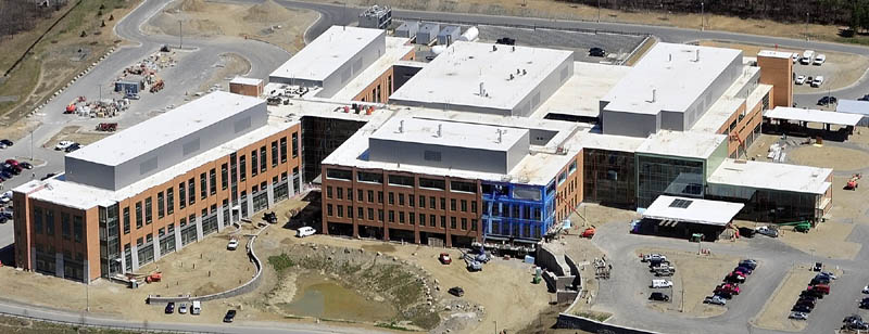 This aerial photo, taken in May, shows the new MaineGeneral regional hospital being built in Augusta.