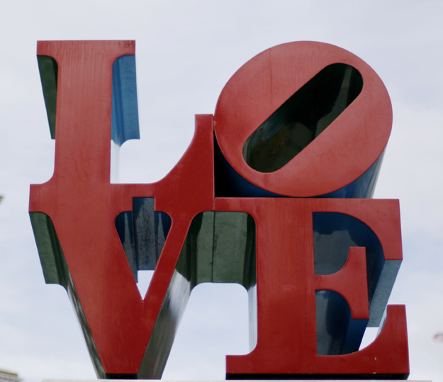 The Robert Indiana "Love" sculpture in Philadelphia. The pop icon with the tilted "O" is known worldwide.