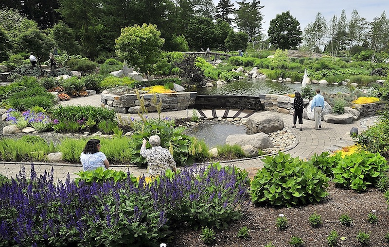 Visitors enjoy the Lerner Garden of the Five Senses at the Coastal Maine Botanical Gardens in Boothbay.