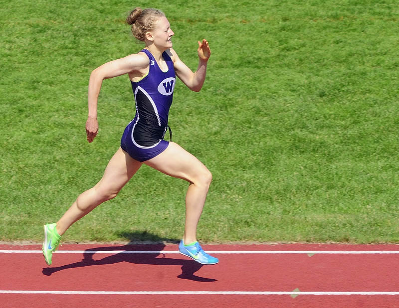 Waterville's Bethanie Brown set the state record in the 800-meter run, won the 1,600 and 3,200 as well, and ran on the winning 4x400 team as the Panthers cruised to the Class B state title Saturday in Bath.