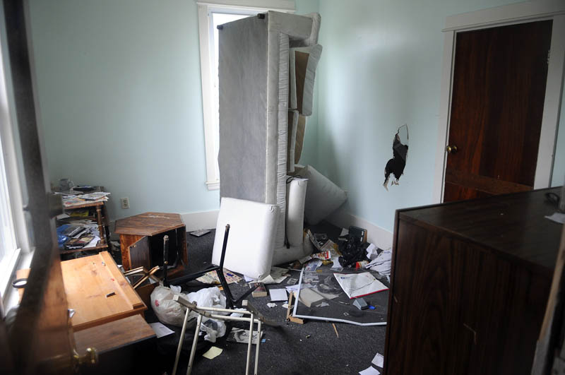 An abandoned apartment in a vacated building on Water Street in Augusta on Tuesday.