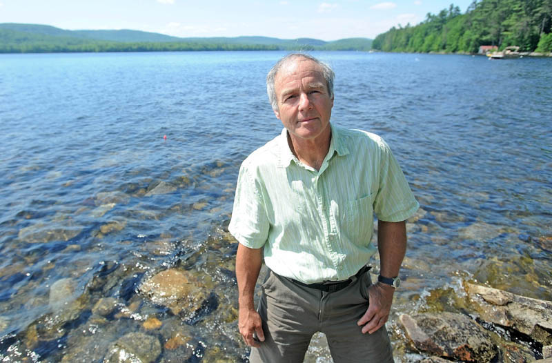 Roy Bouchard, a retired lake biologist, in Belgrade where Long Pond and Great Pond merge. Central Maine lakes are particularly susceptible to the threats associated with climate change because they are more heavily populated and warmer than the mountainous regions that make up much of the rest of the state, he said.
