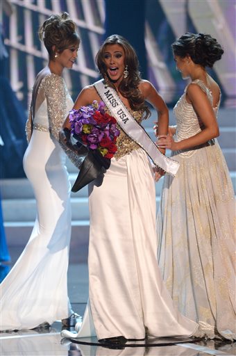 Miss Connecticut Erin Brady reacts after winning the Miss USA 2013 pageant Sunday in Las Vegas.