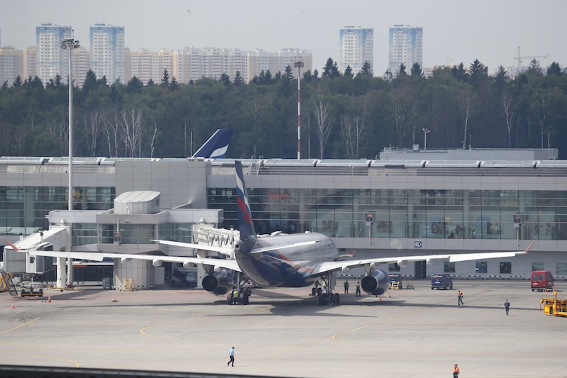 The Aeroflot Airbus A330 plane that was to carry National Security Agency leaker Edward Snowden on a flight to Havana, Cuba, parked at the gates at Sheremetyevo airport, Moscow, Monday, June 24, 2013. Snowden, who arrived in Moscow on Sunday from Hong Kong, booked a seat for the flight to Cuba, but he was not seen on the plane. (AP Photo/ Sergei Ivanov)