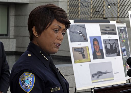Police Chief Jacqueline Seabrooks of the Santa Monica, Calif., Police Department speaks at a news conference Thursday.