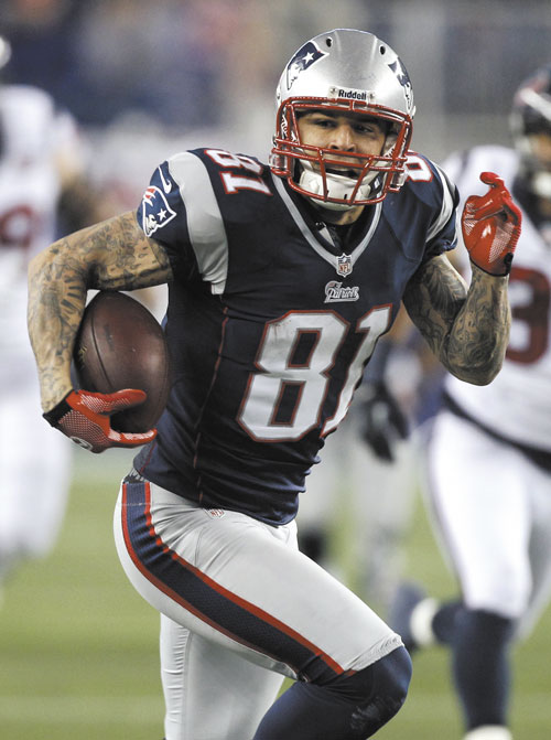 STRENGTH TO WEAKNESS: Rob Gronkowski is recovering after back surgery and Aaron Hernandez was cut after he was arrested on Thursday. Just like that the Patriots went from have two dynamic tight ends, to having a huge question mark at the position.