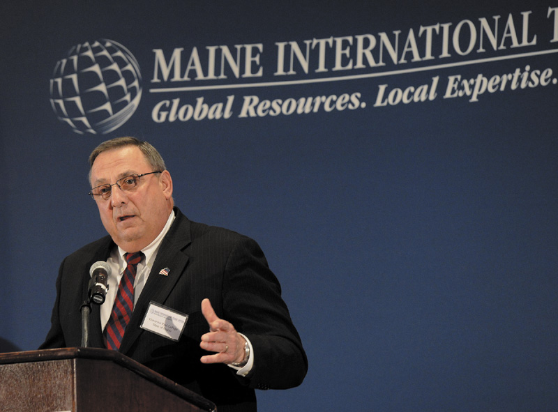 Gov. Paul LePage speaks at the International Trade & Investment Awards Luncheon Friday.