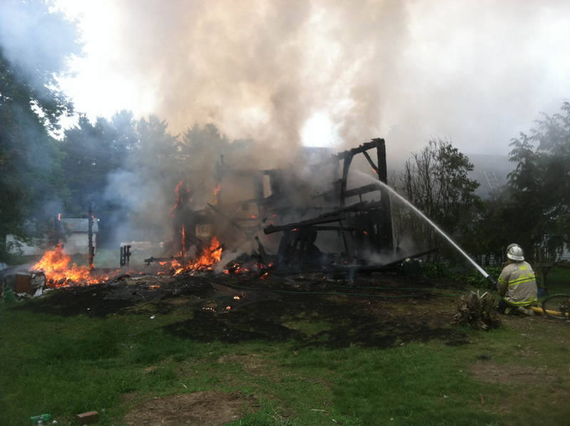A Farmingdale fire Wednesday has claimed a barn and a house is fully involved.