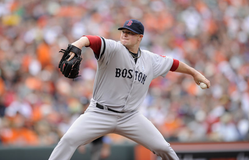 TOUGH DAY: Boston pitcher Jon Lester allowed five runs on nine hits in five innings of work and suffered his first loss at Camden Yards in the Red Sox’ 6-3 loss to the Baltimore Orioles on Sunday in Baltimore.