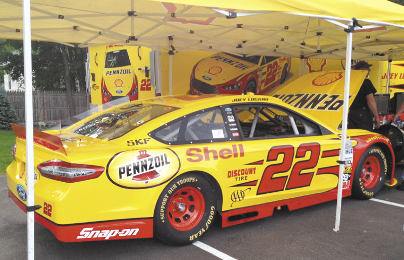 THE REAL DEAL: The No. 22 Shell-Penzoil Ford Fusion driven by NASCAR Sprint Cup driver Joey Logano was in Topsham on Wednesday and is visiting select locations around the state.