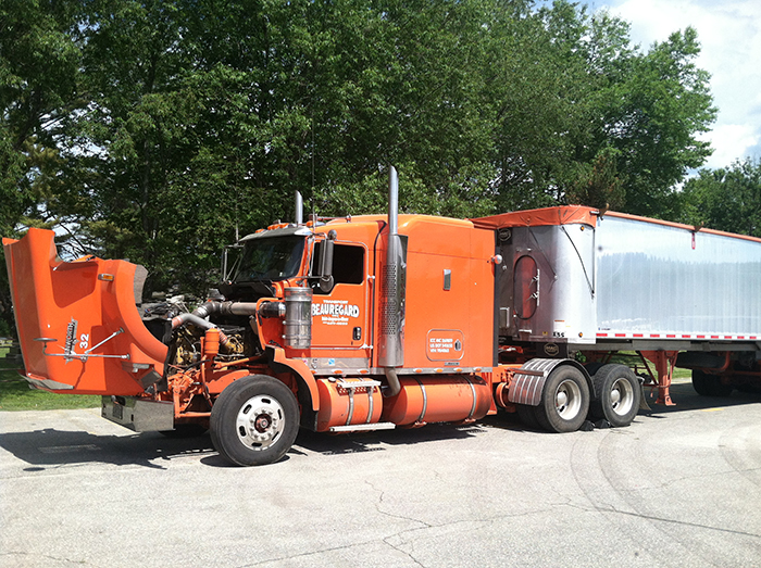 Photo shows the tractor-trailer police believe was involved in the accident that killed bicyclist David LeClair, 23, in Hanover on Friday.