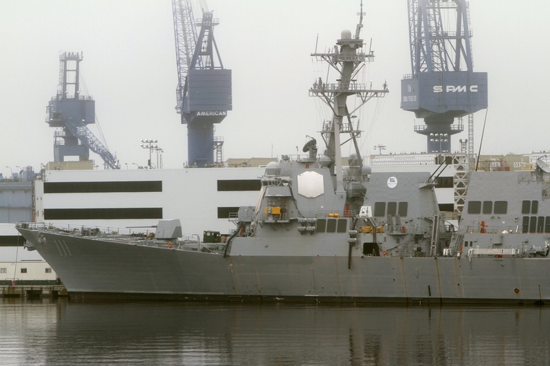 In this 2011 file photo, the destroyer USS Spruance is shown under construction at Bath Iron Works. Sen. Susan Collins, R-Maine, is pressing for funding to add another $100 million destroyer to BIW's contract.