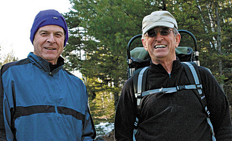 BROTHERS FOREVER: Art Warren, left, and his brother Brian are shown on a hiking trip in Rangeley. Art Warren, a long-time coach, teacher and principal in the Gardiner school system passed away Sunday.