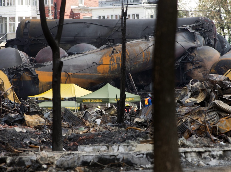 In this July 16 photo, wok continues at the crash site of the deadly train derailment and fire in Lac-Megantic, Quebec.