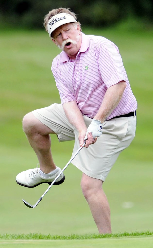 Mark Plummer reacts to a putt Sunday during the Charlie's Maine Open Pro-Am at the Augusta Country Club in Manchester.