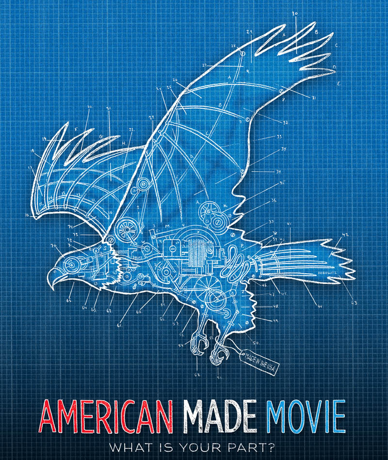 A promotional poster for "American Made Movie," a documentary on manufacturing in America that features employees from the Skowhegan New Balance factory. The film is playing in 32 cities in 32 days prior to its national release. On Sunday, the film will play at Skowhegan's Strand theater before the tour moves on to Manhattan, Washington, D.C. and Baltimore.