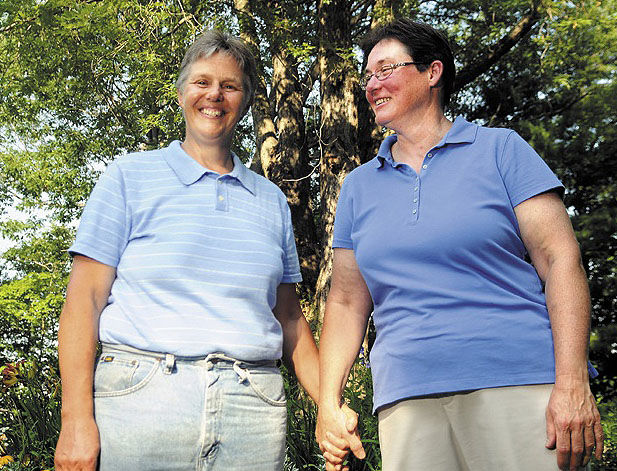 Terry Cookson, left, with her partner, Betty Armstrong, reports little prejudice against her lifestyle while living in Windsor, which voted against same-sex marriage in 2012. Still, she applauds EqualityMaine's new strategy, which focuses on outreach in rural areas.