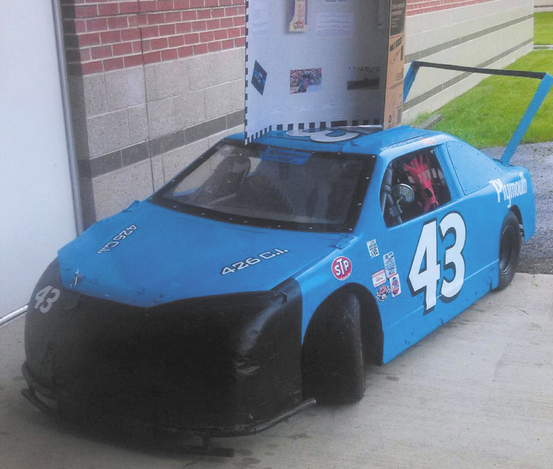 SWEET RIDE: Cameron Folson, 14 of Augusta, built this Richard Petty Superbird replica for a school project. He will race the car at Ducktona tonight at Thundering Valley Raceway in St. Albans.