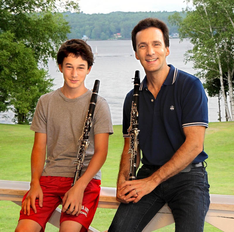 New England Music Camp alumni guest artist Jon Manasse of New York City, right, will perform with his son, Alec, 15, at 8 p.m. Wednesday. The performance is at the camp's Alumni Hall in Sidney. Manasse will also perform in Sunday's concert with the New England Music Camp Symphony Orchestra, at 3 p.m. in the Bowl in the Pines.