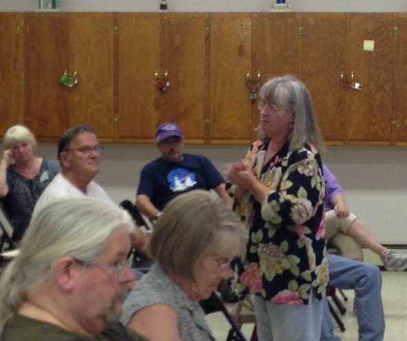 Gail Kelley speaks at the Clinton police department public hearing tonight.