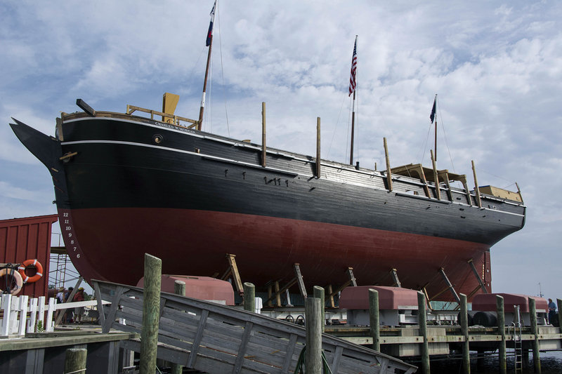 The Charles W. Morgan is being restored in Mystic, Conn. Built in 1841, the whaling vessel, which weathered countless storms and withstood Confederate raids, is called lucky. It will hit the waters again July 21 when it is lowered into the Mystic River.