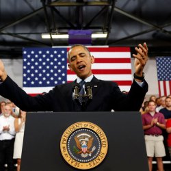 U.S. President Barack Obama speaks about the economy in Illinois