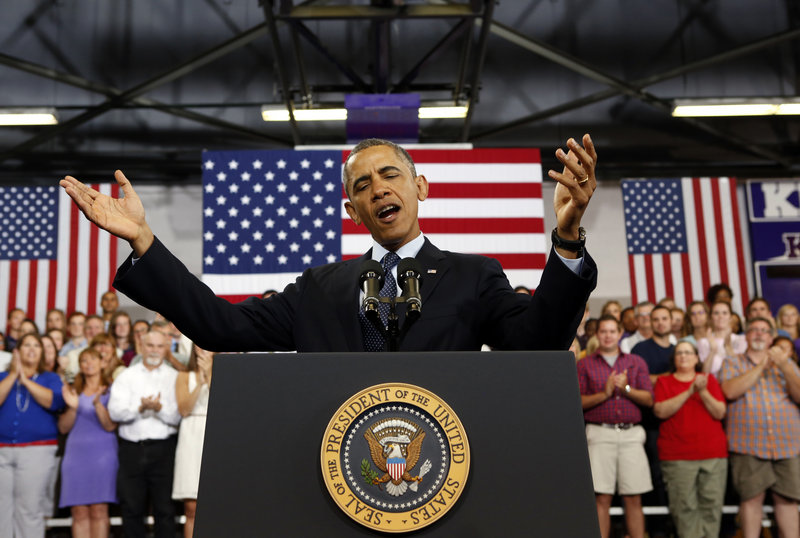 President Obama talks about the economy Wednesday during a visit to Knox College in Galesburg, Ill. He said the economy would be the “highest priority” of his second term.