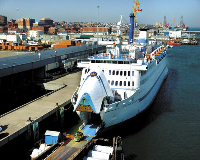 The Scotia Prince at Portland International Ferry Terminal on April 28, 2003. Officials on both sides of the Gulf of Maine say three qualified companies submitted proposals to the Canadian province Thursday to operate a ferry service between Yarmouth, Nova Scotia, and New England.