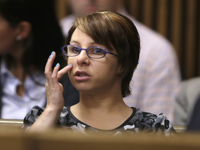 Michelle Knight sits in the courtroom during a break in Ariel Castro's sentencing hearing Thursday in Cleveland. Knight is the only victim to testify and Thursday was the first time she'd been seen publicly since her rescue from the house where she was held captive for 10 years.