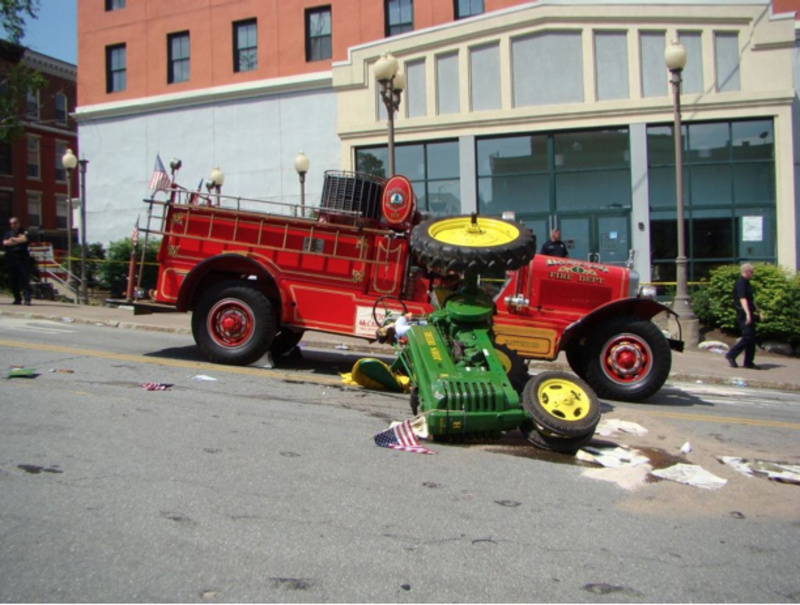 A crash between an antique fire truck and an antique tractor killed Wallace Fenlason, 63, of Holden, on July 4 in Bangor.