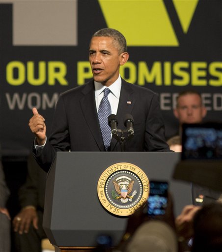President Barack Obama speaks to injured veterans and guests on the critical issues facing veterans during the Disabled American Veterans National Convention in Orlando, Fla., on Saturday.
