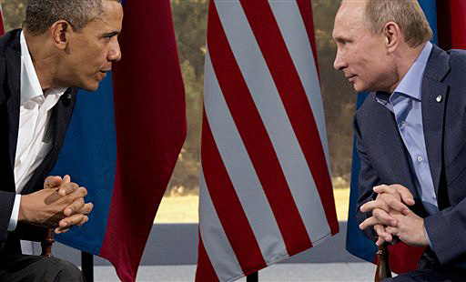 President Barack Obama talks with Russian President Vladimir Putin in Enniskillen, Northern Ireland, in this June 17, 2013, photo. Obama's decision to scrap talks with Putin is likely to deepen the chill in the already frosty relationship between the two leaders.